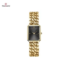 Rantai ganda Black Gold Steel Quartz Ladies Luxury Watch