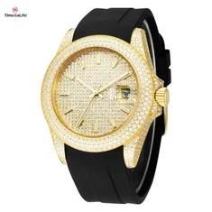 Moissanite Mechanical Men's Watch dengan Tali Silikon