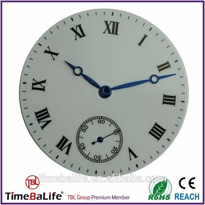 OEM Logo 3D Tebal Dicetak Angka Romawi Putih Enamel Pocket Chronograph Perhiasan Dial